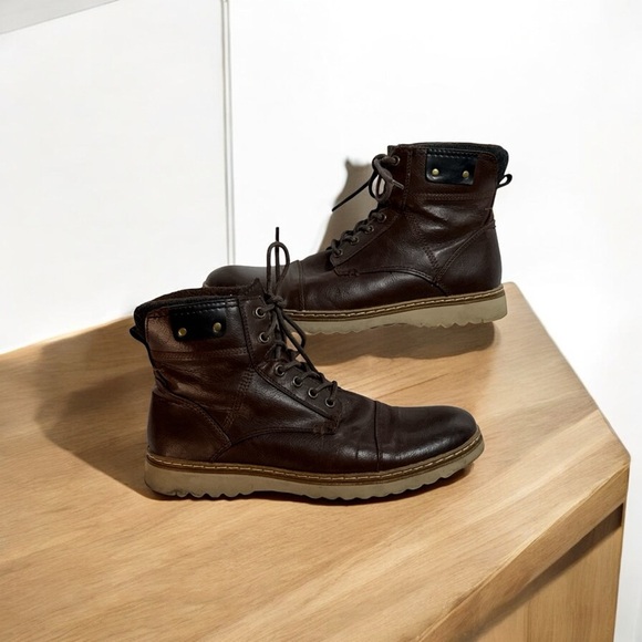 Hillman 453269 Men’s Faux Leather Chalet Cap Toe Lace Up Boots Dark Brown Size 9 - Picture 3 of 7
